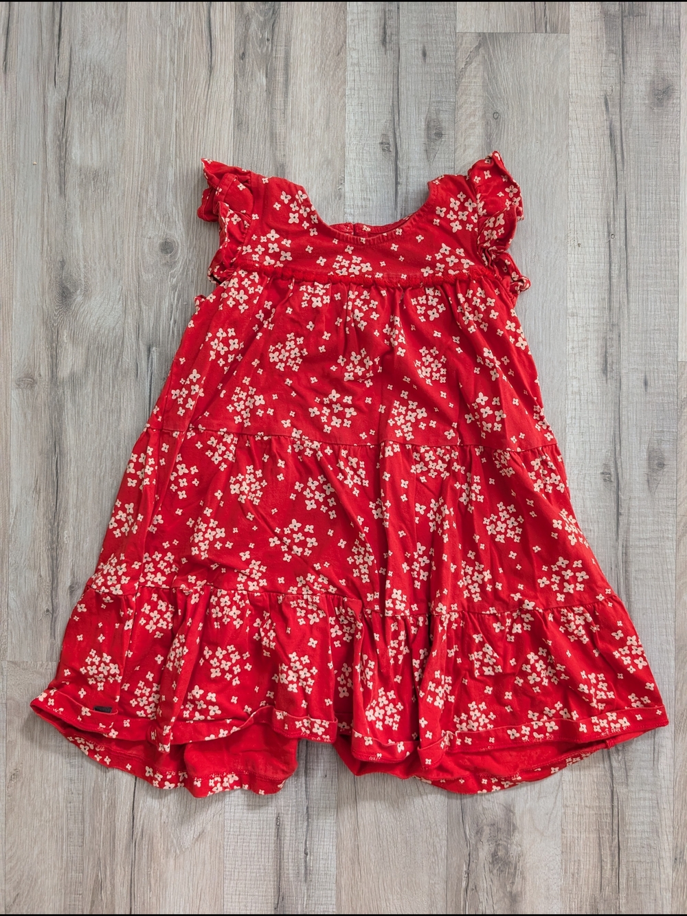 Tea Collection Red Floral Tiered Dress, 5T (C6)